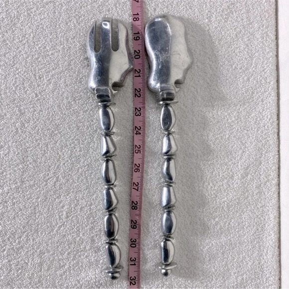 Vintage X-Large Pebbled Stemmed  Serving Spoon & Fork - Picture 11 of 11